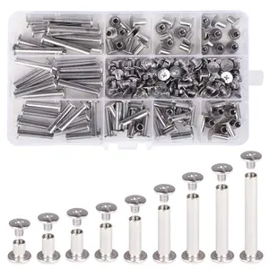 Binding Screws Assorted Kit, 90 Sets 304 Stainless Steel Phillips Binding Post Screw Kit for DIY Leather Decoration Scrapbook Photo Albums Bookbinding(9 Sizes)