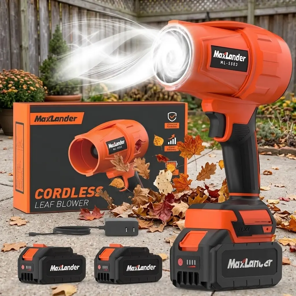 MAXLANDER Leaf Blower Cordless, Handheld Leaf Blower with  3.0Ah Battery and Charger, Lightweight Blowers for Patio Cleaning, Blowing Leaves and Dust Wireless Handheld Blower Lightweight Leaf