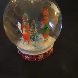 Christmas elves snow globe