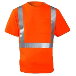 212 MAIN Large Class 2 Orange Short-Sleeve High-Visibility Work Safety Shirt - ANSI Certified, Wicking Fabric, Tingley Rubber S75029.LG