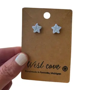 Unisex Hypoallergenic Polymer Clay Starfish Stud Earrings, Coastal Beach Fashion Costume Jewelry Accessories
