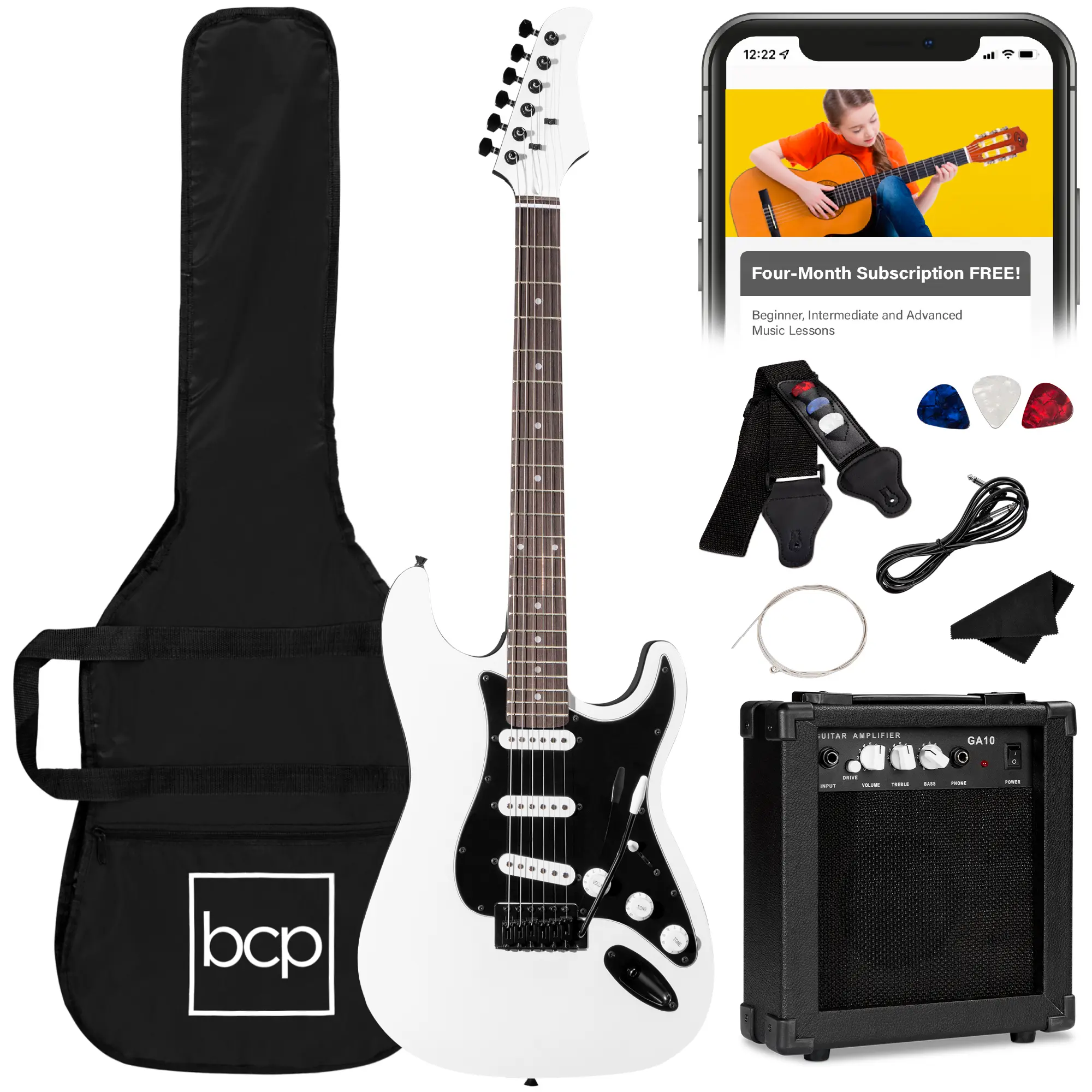 Best Choice Products 39in Full Size Beginner Electric Guitar Kit with Case, Strap, Amp, Whammy Bar Best Choice Products 39in Full Size Beginner Electric Guitar Kit with Case, Strap, Amp, Whammy Bar