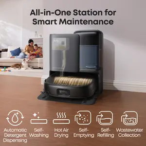 eufy E25 Omni Robot Vacuum and Mop Combo,HydroJet System, 20,000Pa Turbo Suction, Zero-Tangle Design, Edge-to-Corner Deep Cleaning, Obstacle Avoidance, Auto-Empty & Self-Cleaning All-in-One Station