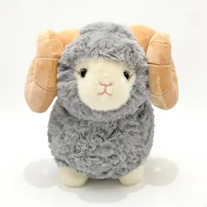 Gentle Lovely Sheep Plush Toys Soft Fluffy Big Horns Sheep Doll Warm Cozy Hugging Appease Animal Doll Birthday Gift To Girls