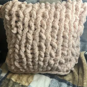 Bernat Crochet Square Pillow Cover - Soft Beige Knitted Design for Home Decor