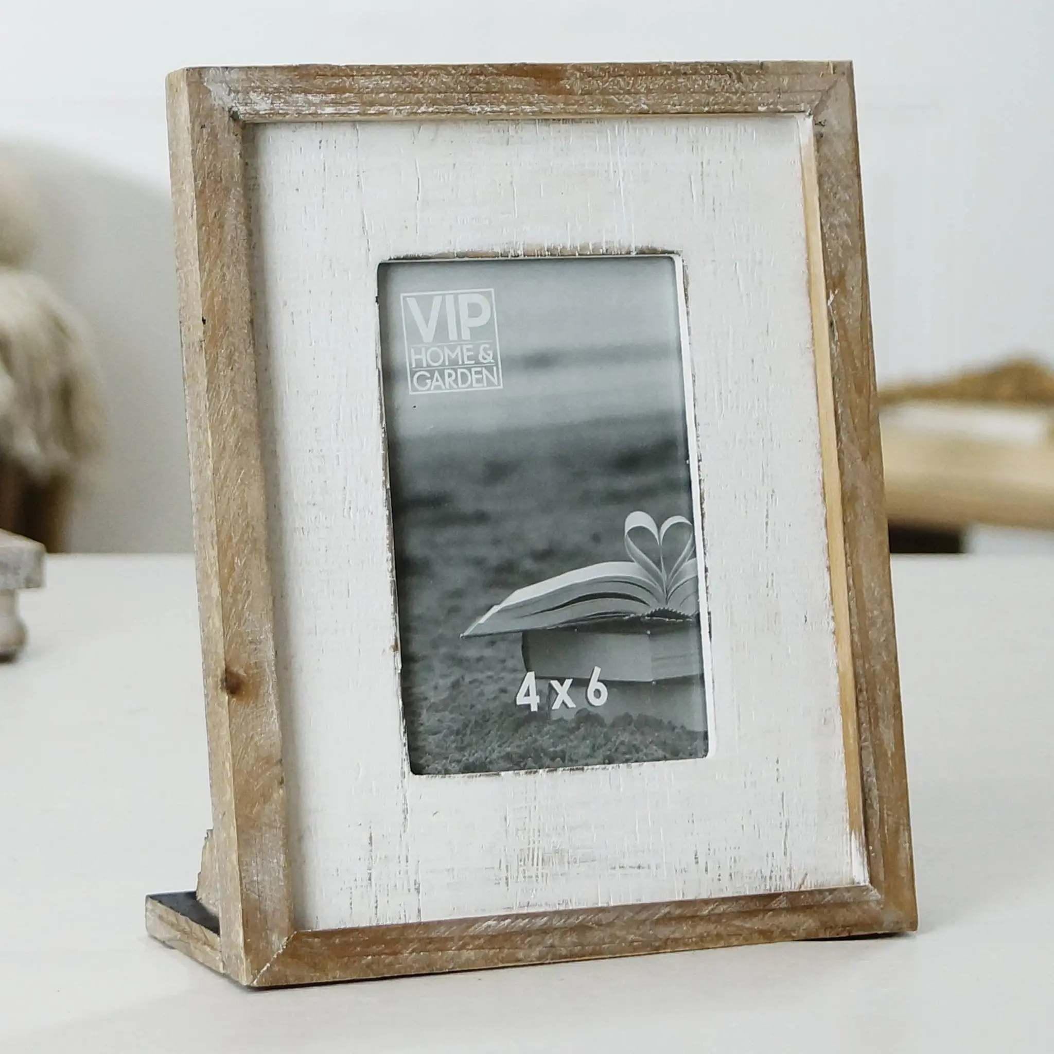 VIP Wood 10 in. White 5x7 Photo Frame with Stand