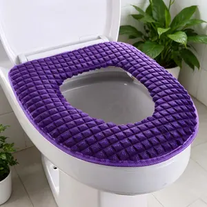 Plush Toilet Seat Cover Cushion, Winter Warm Thick Soft Washable Zippered Toilet Lid Pad, Non-Slip Universal Fit Toilet Seat Warmer for Bathroom, Cozy Fluffy Toilet Seat Protector for Home Use
