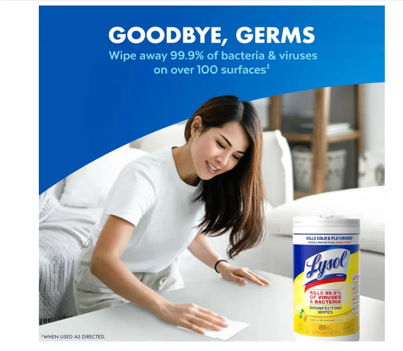 Lysol Disinfectant Wipes, Multi-Surface Antibacterial Cleaning Wipes, For Disinfecting and Cleaning, Lemon and Lime Blossom, 80 Count (Pack of 3)