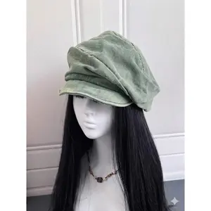 Women's Japanese Style Distressed Denim Beret Hat, Solid Color Vintage Design, Summer Artistic Niche Fashion Accessory