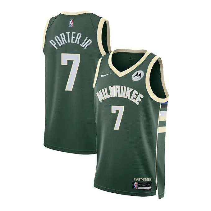 Nike 2022 Icon Edition Kevin Porter Jr. Milwaukee Bucks Swingman Jersey