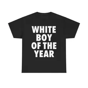 Oversized White Boy Of The Year Cotton TShirt Classic Streetwear Casual Short Sleeve Tee