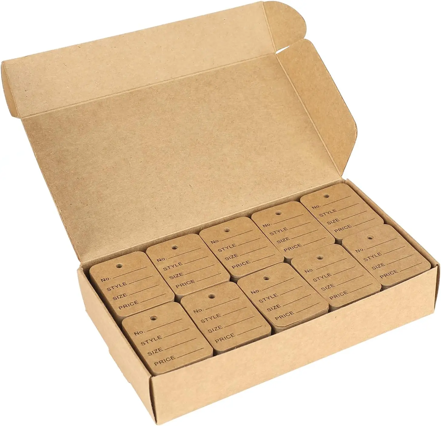 1000Pcs Price Tags, Brown Clothing Tag for Retail, Small Kraft Paper Tag for Labeling Price, Size, Number, Writable Price Tags for Business Supplies Selling Jewlry, Clothes (1.9" X 1.4")