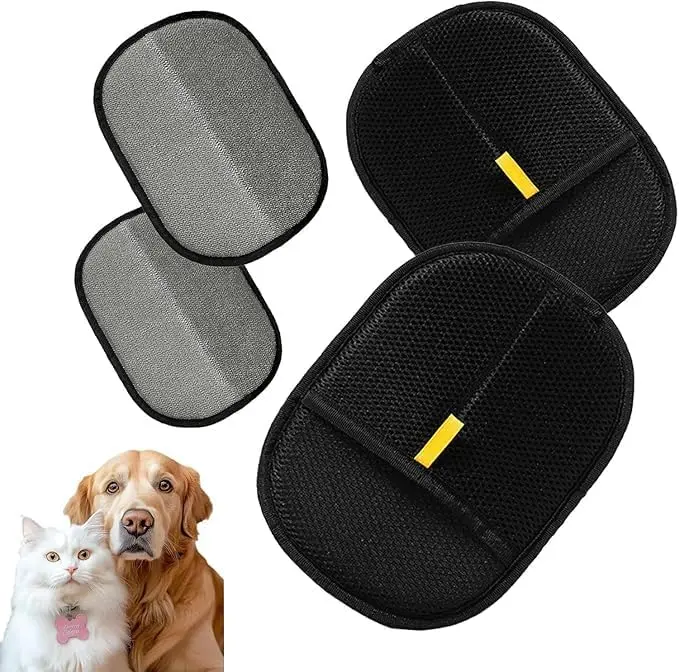 2PCS Pet Hair Removal Glove, Electrostatic Pet Hair Removal Gloves, Reusable Cat & Dog Hair Remover cleaning tool Pet Hair Gloves Electrostatic Pet Hair Glove Double-Sided Pet Grooming mitt Reusable Static Gloves bed sheet Washable  Pet Hair Gloves