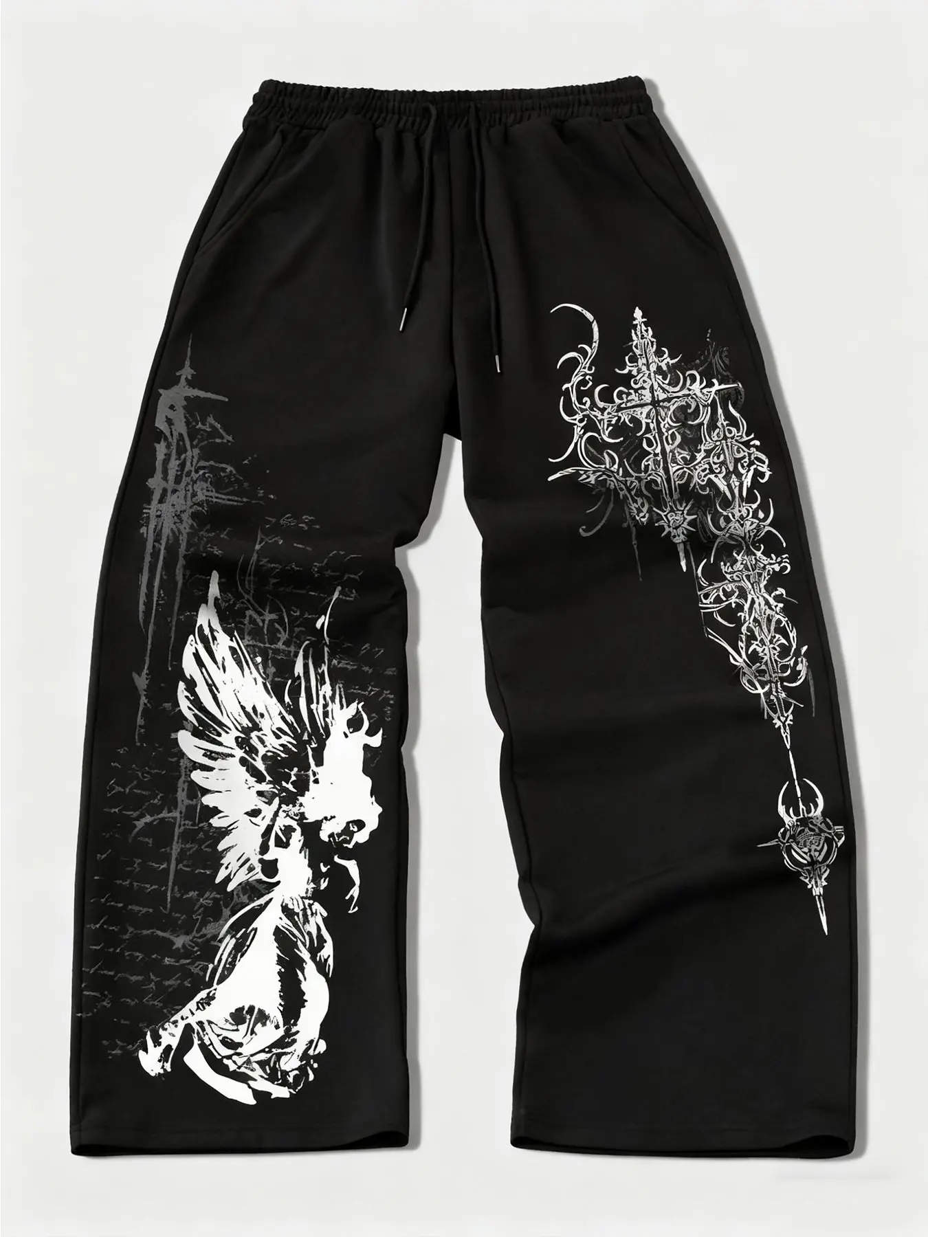 Men's Loose-Fit Joggers, Street Style Graphic Pants, Comfortable Drawstring Waist, All-Season Fashion, Y2K Inspired