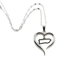 Corazon Puertorriquena Heart Pendant - Silver Color, Simple Design, Ideal for Gifts and Decorative Use Casual Trendy Jewelry Modern Versatile Accessories