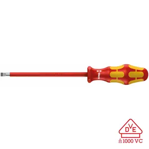Wera 05006125001 Kraftform Plus VDE 160i Slotted Insulated Screwdriver, Lasertip, 6.5mm Head, 6" Blade Length