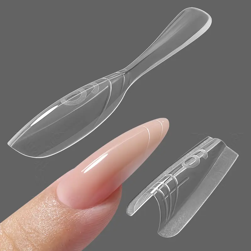 YOKEFELLOW Original Sandwich Nails Dual Forms W558 Short Oval Almond 240Pcs Nail Mold for Quick Nails Extension, No Paper Forms Needed, 15 Sizes Plastic Form, Salon Nail Art Tools