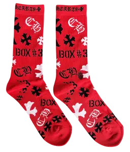Chrome Hearts Single Stencil Sock Pair Red