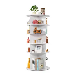 VEVOR 5 Tiers Rotating Shoe Rack Tower, 360° Spinning Shoe Rack, Revolving Storage Round Carousel Display, Freestanding Lazy Susan Organizer Display for Bedroom, Living Room, Entryway, Closet, White