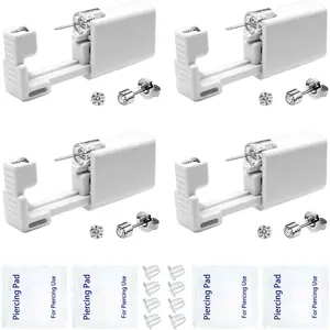 4-piece ear stud tool set, disposable ear stud tool set with silver ear studs