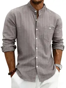 New Spring Summer Striped Shirt, Casual Versatile Pure Cotton Long Sleeve Shirt, Comfortable Daily Wear Top for Men Women, Casual Collared Shirt