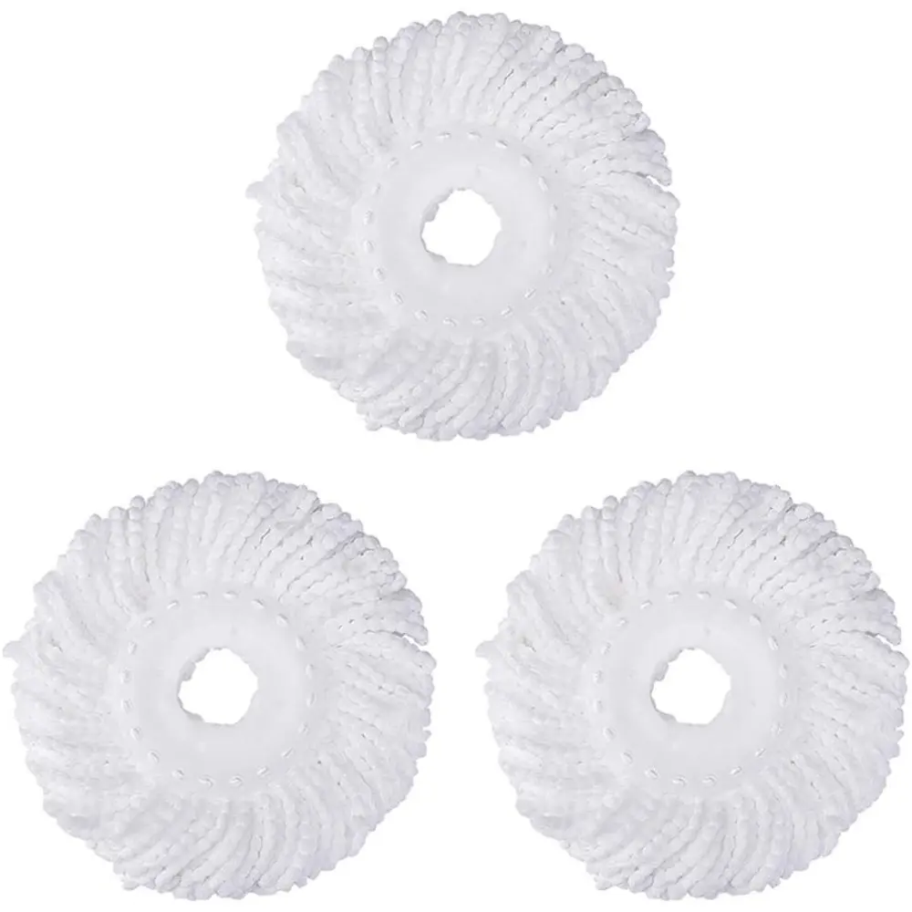 Microfiber Plastic Replacement Mop Pads 3 Pack-White - Absorbent, Round, Standard Size, Washable for Dry/Wet Clean, Floor/Car Cleaning Needs, Home Cleaning