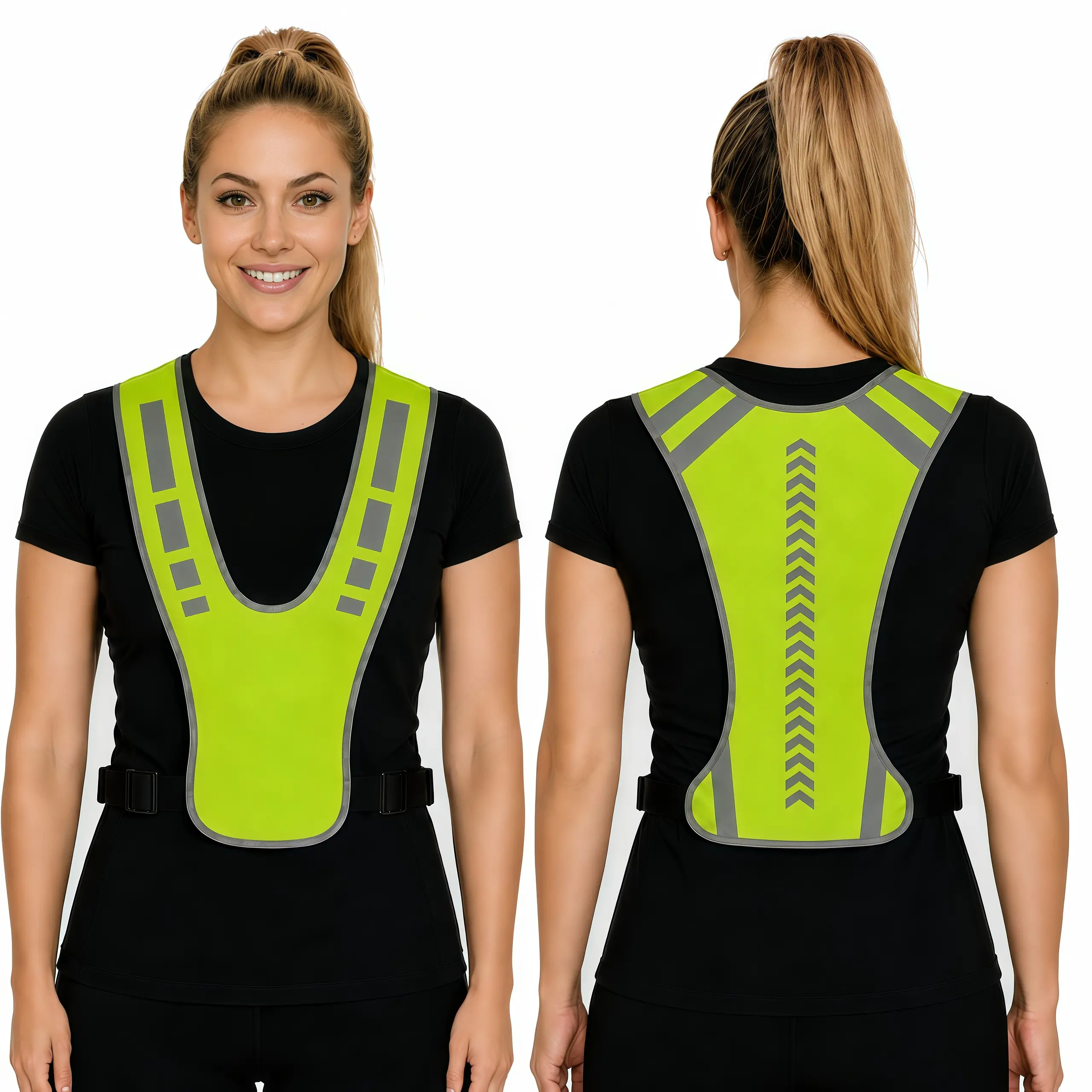 Unisex Adjustable Reflective Running Vest, High-Visibility Lightweight Gear for Running, Cycling, Walking, Dog Walking & Night Activities