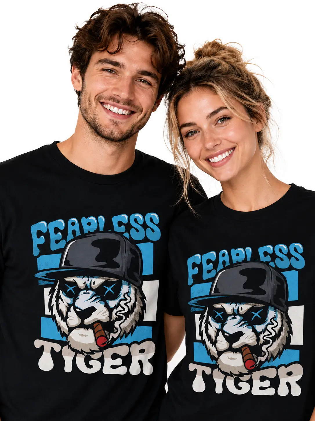 Fearless Tiger T-Shirt, Cartoon Animal Graphic Tee for Men Women, Unisex Oversized Streetwear Shirt, Bold Tiger Outfit