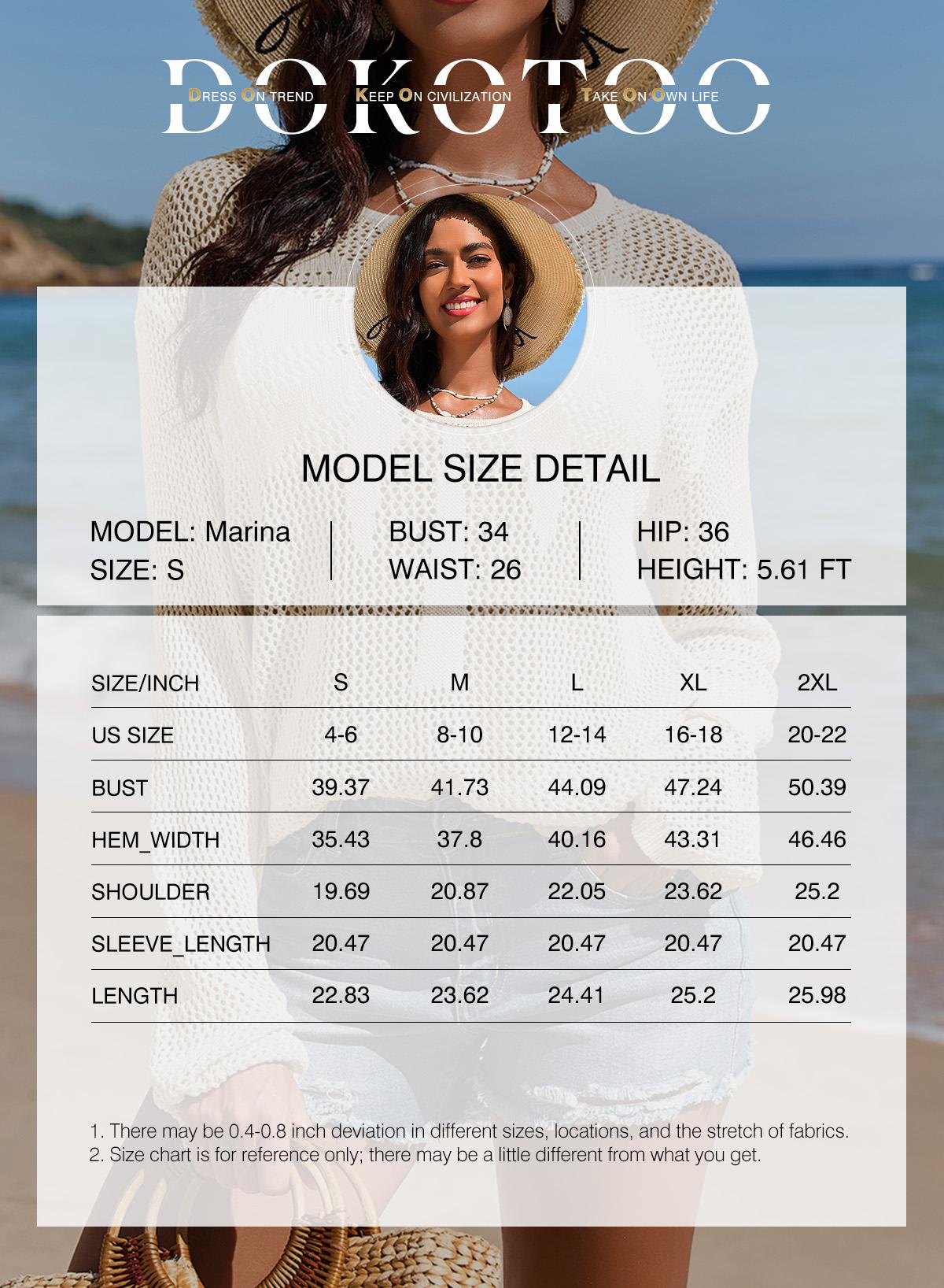 Dokotoo Womens Fashion 2026 Summer Crochet Hollow Out Long Sleeve Sweaters Casual Crewneck Pullover Shirt Beach Coverup