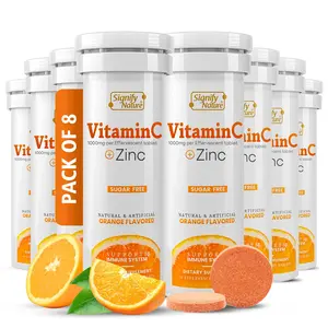 Vitamin C 1000mg Effervescent Tablets with Zinc, Sugar Free Vegan Formula, Dissolvable Water Soluble Daily Immune Support, Orange Flavor, 80 Count