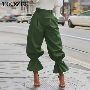 Women’s streetwear-style high-waisted lantern pants, Spring 2026, solid color with pleated cuffs—casual fashion pants and bottoms, Spring Statement GARMENTARY