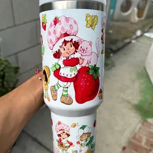 Premium Strawberry shortcake 40 oz tumbler   for hot and cold l - Available Now