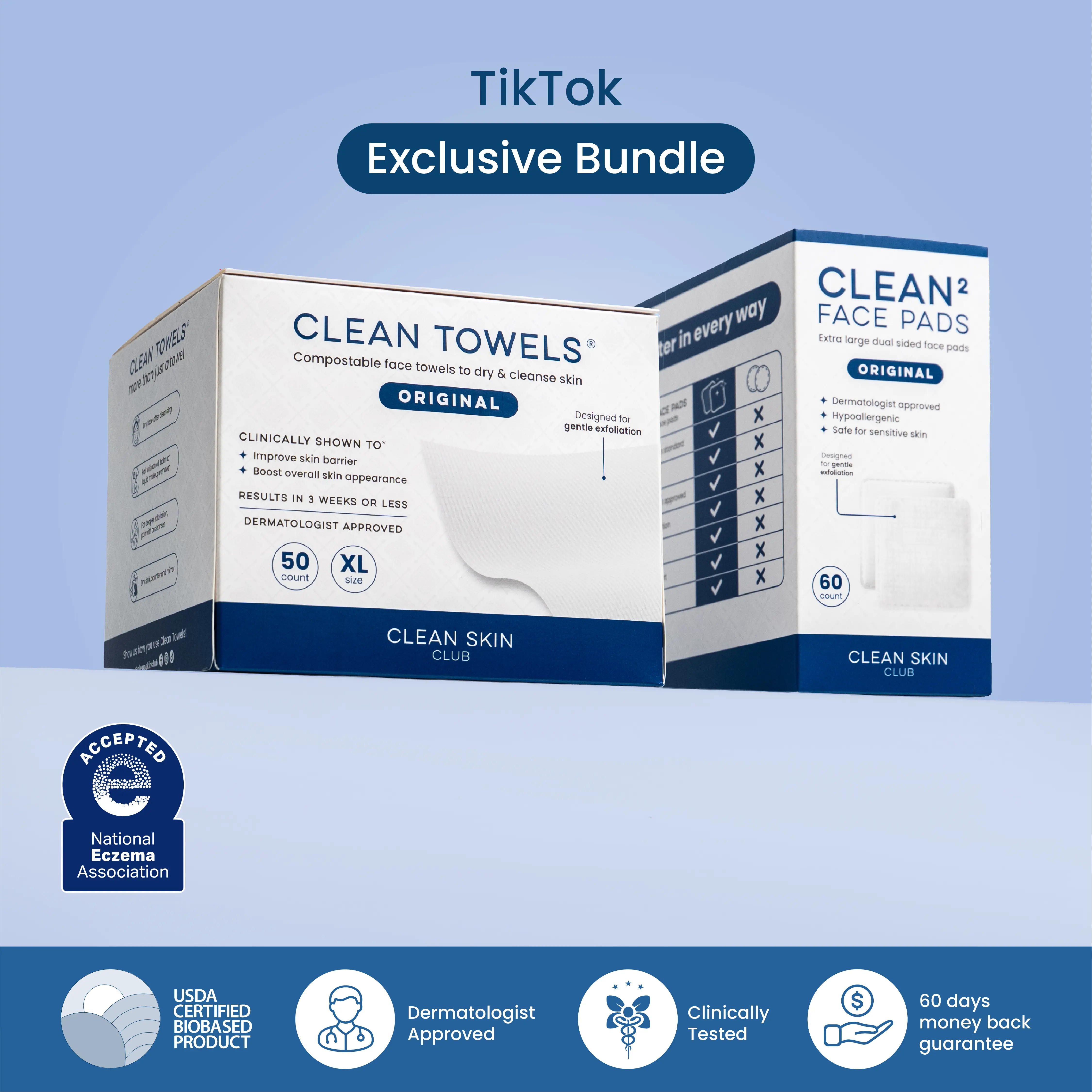 CLEAN SKIN CLUB The Clean Duo: Clean Skin Club Clean Towels XL + Face pads CLEAN SKIN CLUB The Clean Duo: Clean Skin Club Clean Towels XL + Face pads