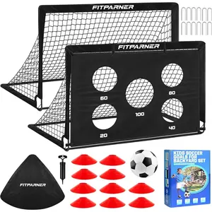 Soccer Goal,Backyard Soccer Goals for Kids 2 Pack,4x3/6x4 FT Portable Pop Up Soccer Nets with Target,Ball&Cones,Complete Equipment for Kids Youth Outdoor Sports Practice