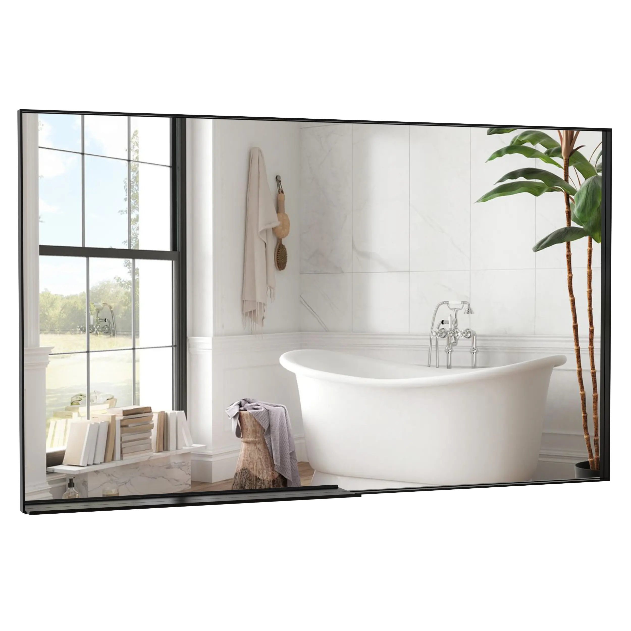 YYDS60"x40" Oversized Modern Rectangle Bathroom Mirror with Black Frame Decorative Large Wall Mirrors for Bathroom Living Room Bedroom Vertical or Horizontal Wall Mounted mirror with Aluminum Frame