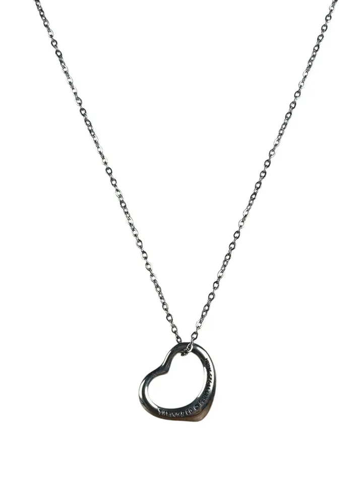 Pre-owned Tiffany & Co. Vintage Silver Open Heart Necklace