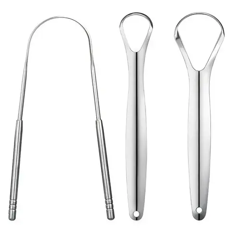 3 PCS Stainless Steel Tongue Scraper Cleaner Set, Tongue Scraper for Adults, U Shaped Tongue Cleaner for Fresher Breath, Oral Hygiene Care Tools,Mouth Guard, Tongue Scraping Tool,Hygiene Products, Oral Hygiene Kit, Durable, Tongue Cleaning Kit