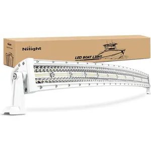Nilight Marine LED Light Bar Navigation Lights 42Inch Curved White Spot Flood Combo Ponton Boat Deck Dock Lights for Night Fishing T-top Stern Yacht Sailboat Trucks Tractors light bar road light Electric  dealsforyoudays