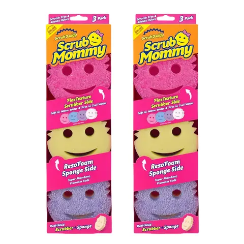 3 Scrub Mommy & 3 Scrub Mommy - Scratch Free Multipurpose Kitchen Sponges - Stain & Odor Resistant Cleaning Tools - House Cleaning Supplies