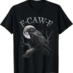 [100% Cotton] Black Crow, F-Caw-F Funny Black Bird moon Gothic Adult Humor T-Shirt gift for all streetwear