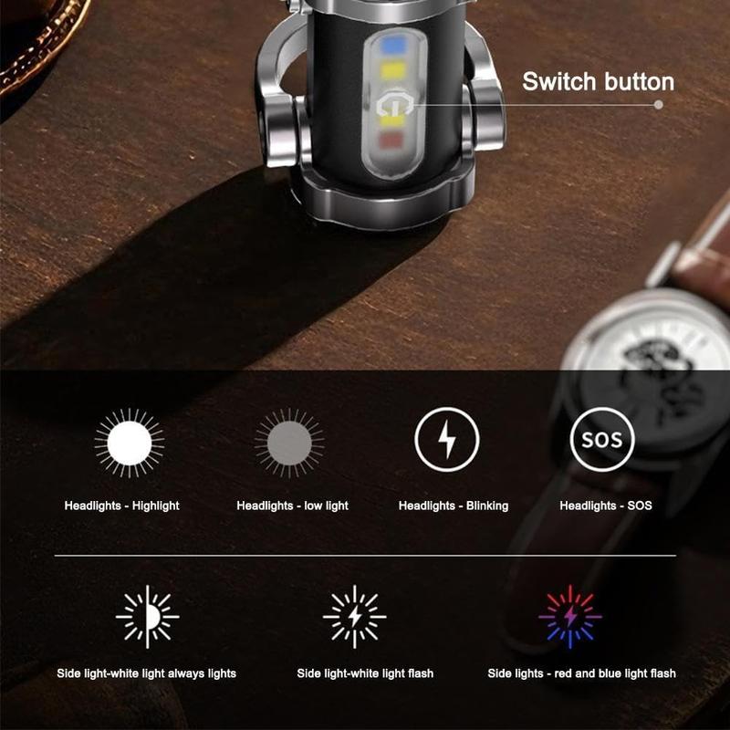 Portable Rechargeable Bright Keychain Flashlight Phone Charger, Mini Keychain Flashlight, 7 Modes, 1200 Lumens EDC Waterproof Keychains Flashlight (4PCS)