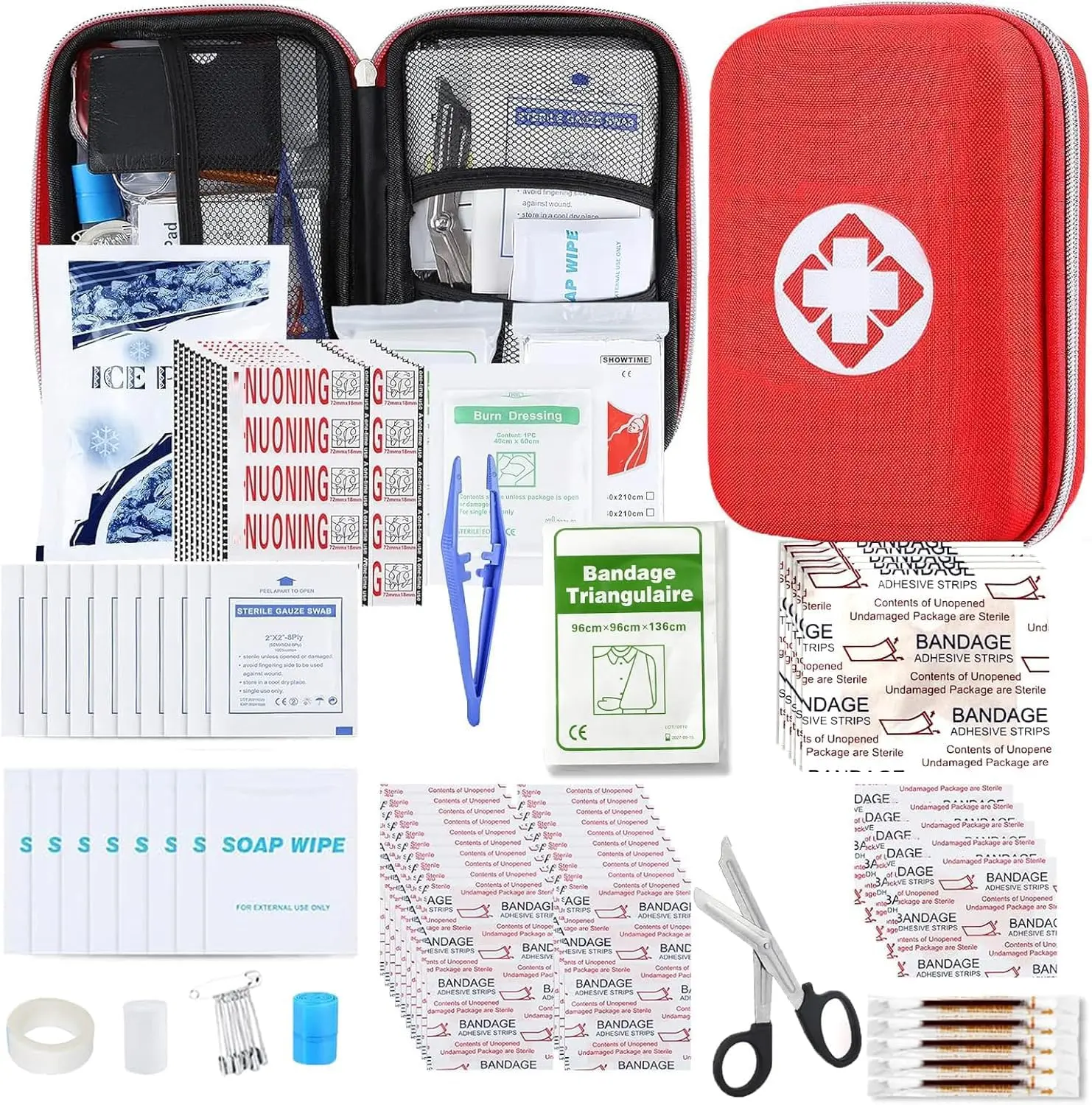 276PCS First Aid Kit - Small Compact Emergency School Kit with Essential Supplies in Lovely Bag for Home, Outdoor Camping, Travel Health & Medical Survival Needs