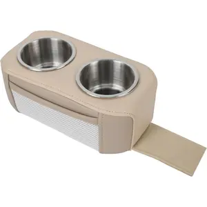 Double Pontoon Boat Drink Cup Holders with Side Pocket, Marine Boat Cup Holder for Drinks, Must Have Boat Accessories for Pontoon Boat Sofa, RV Couch, Golf Cart