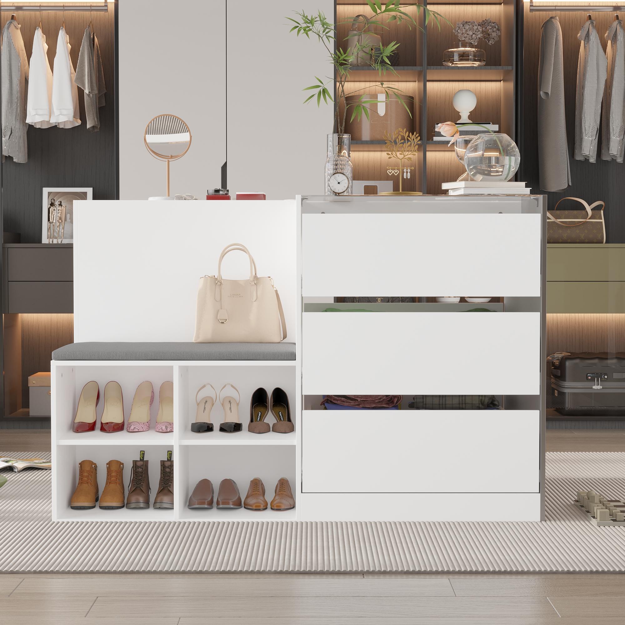 FUFU&GAGA Bedroom Island Wardrobe Closet Island with Glass Tabletop Island Dresser with Display Shelf Closet FUFU&GAGA Bedroom Island Wardrobe Closet Island with Glass Tabletop Island Dresser with Display Shelf Closet
