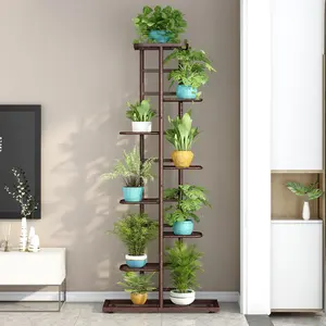 Plant Stand Metal Indoor Outdoor 8 Tier 9 Potted Multiple Flower Pot Holder Shelf Indoor Outdoor Planter Display Shelving Organiser Rack Pad Smooth Decorative Modern
