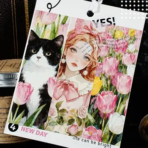 3 Pack City Romance Series Character Landscape Pet Sticker Set, Hand Account Material, DIY Scrapbook Frame Album Diary Notebook Card Calendar Cup Decoration