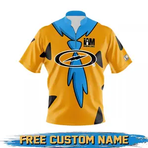*FREE Custom Name & Logo* Bowling Storm Blue Gold Quick Zip Bowling Jersey Full size S-5XL