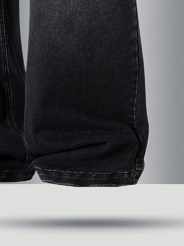 Men'S Casual Wide-Leg Jeans , Relaxed Fit, Mid-Rise, Regular Length, Zipper Fly, All-Season Comfort, Casual Attire | Relaxed Fit Jeans | Comfortable Jeans