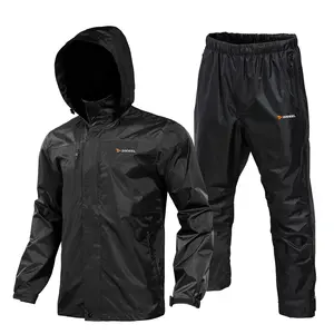RODEEL 702 Waterproof Men’s Rain Suit Set Jacket & Pants, Lightweight Breathable Full Zip Hooded Raincoat, Durable Weatherproof Windbreaker Workwear for Outdoor Fishing, Boating, Construction, Roofing, Landscaping, Tree Service