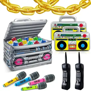 29 Pcs 80s 90s Party Decorations: Boom Box, Gold Chain Balloons & Radio Props for Themed Events